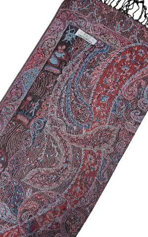 1022 Black Paisley Print Pashmina Scarf