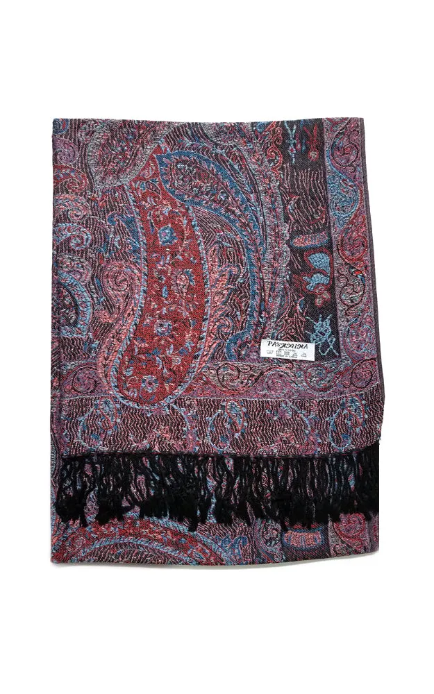 1022 Black Paisley Print Pashmina Scarf