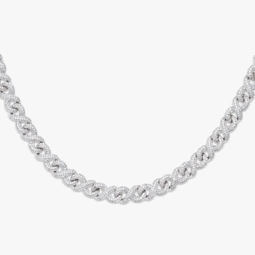 10MM Moissanite Infinity Link Chain 14K Gold