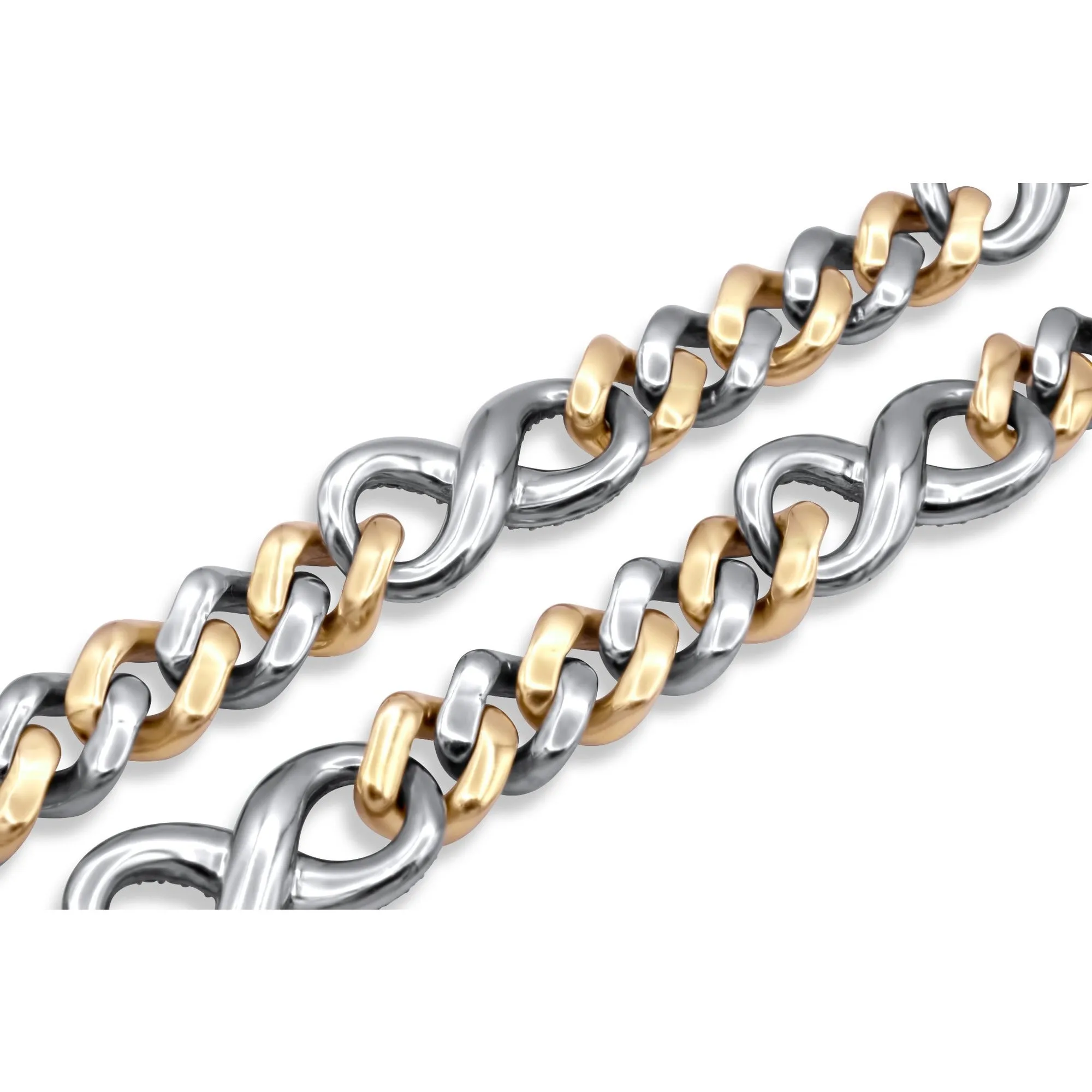 14k Solid Yellow and White Gold Infinity Link Chain 18.44 ctw