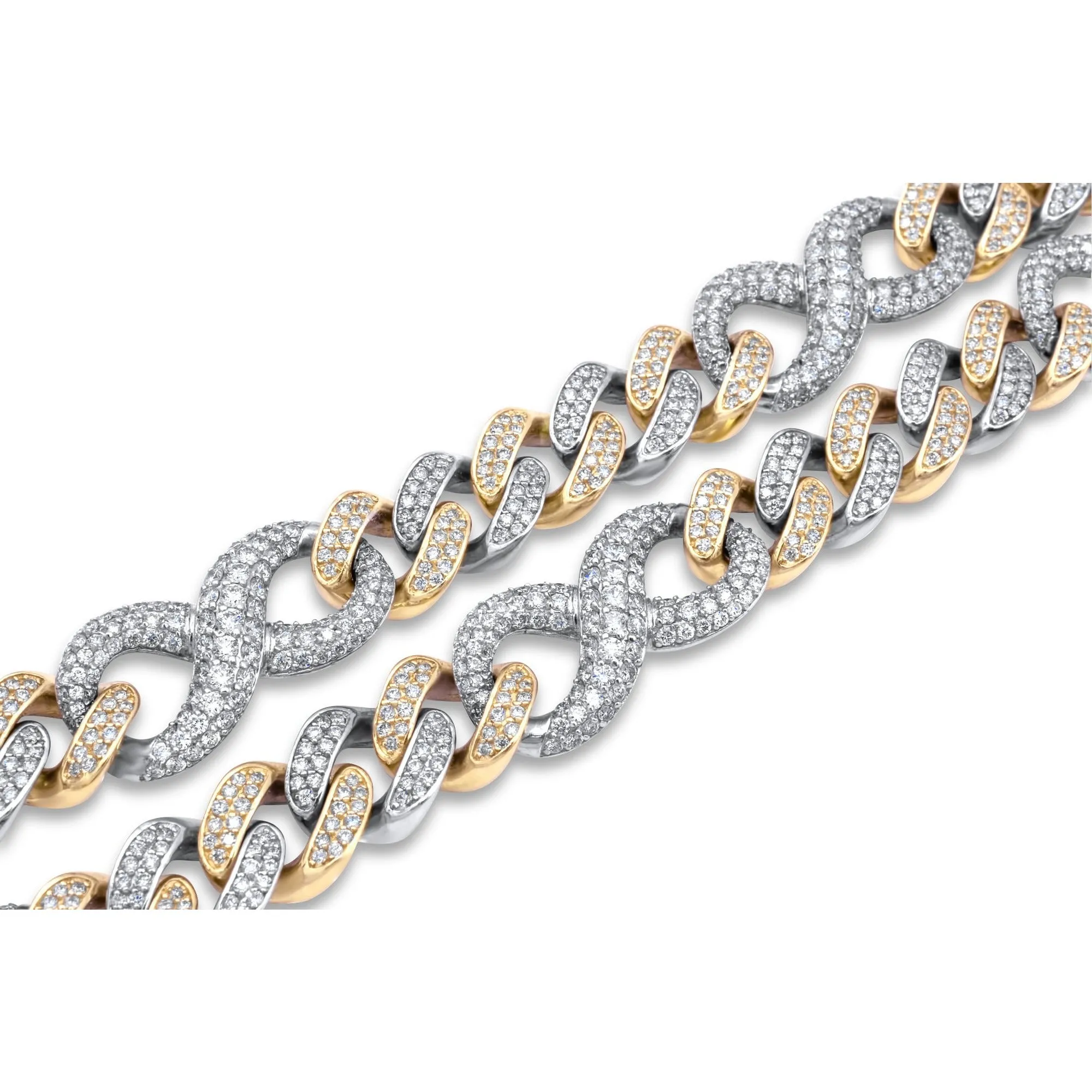 14k Solid Yellow and White Gold Infinity Link Chain 18.44 ctw