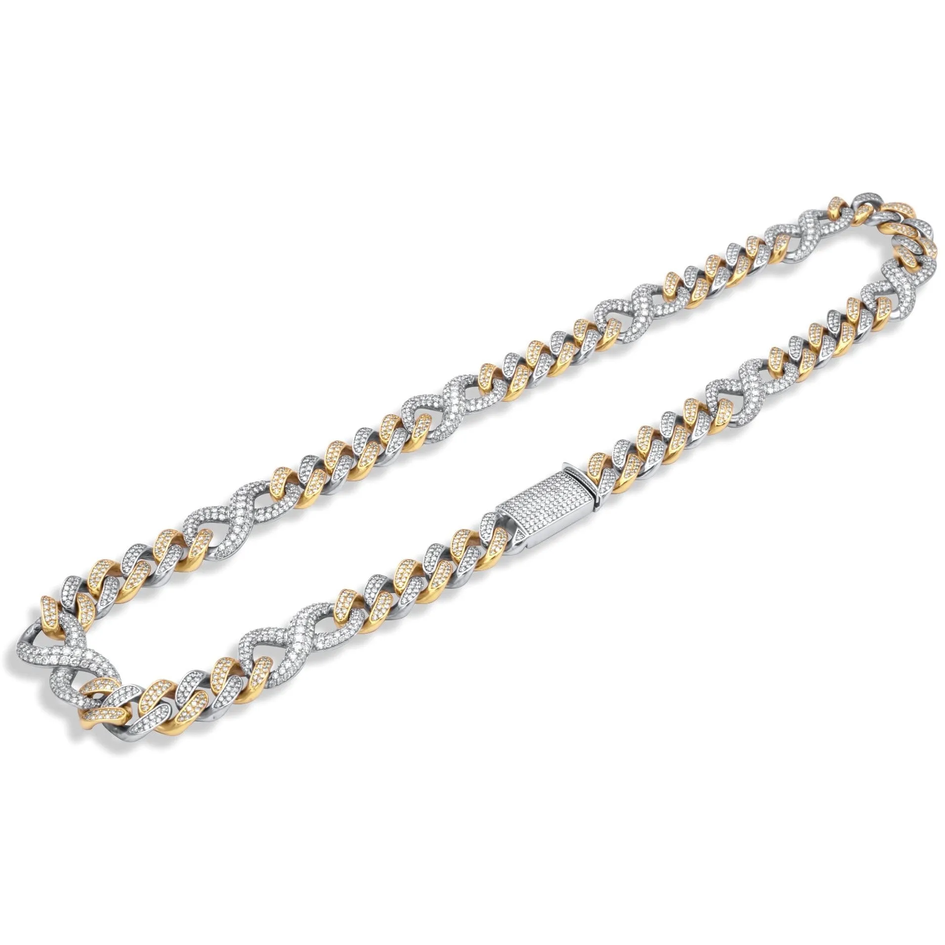 14k Solid Yellow and White Gold Infinity Link Chain 18.44 ctw