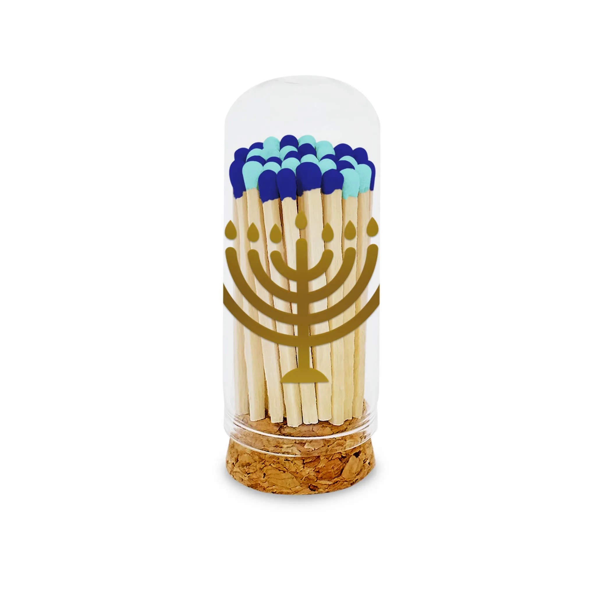 2” Matches BoHo Cottage - Menorah on Glass Mini Cloche