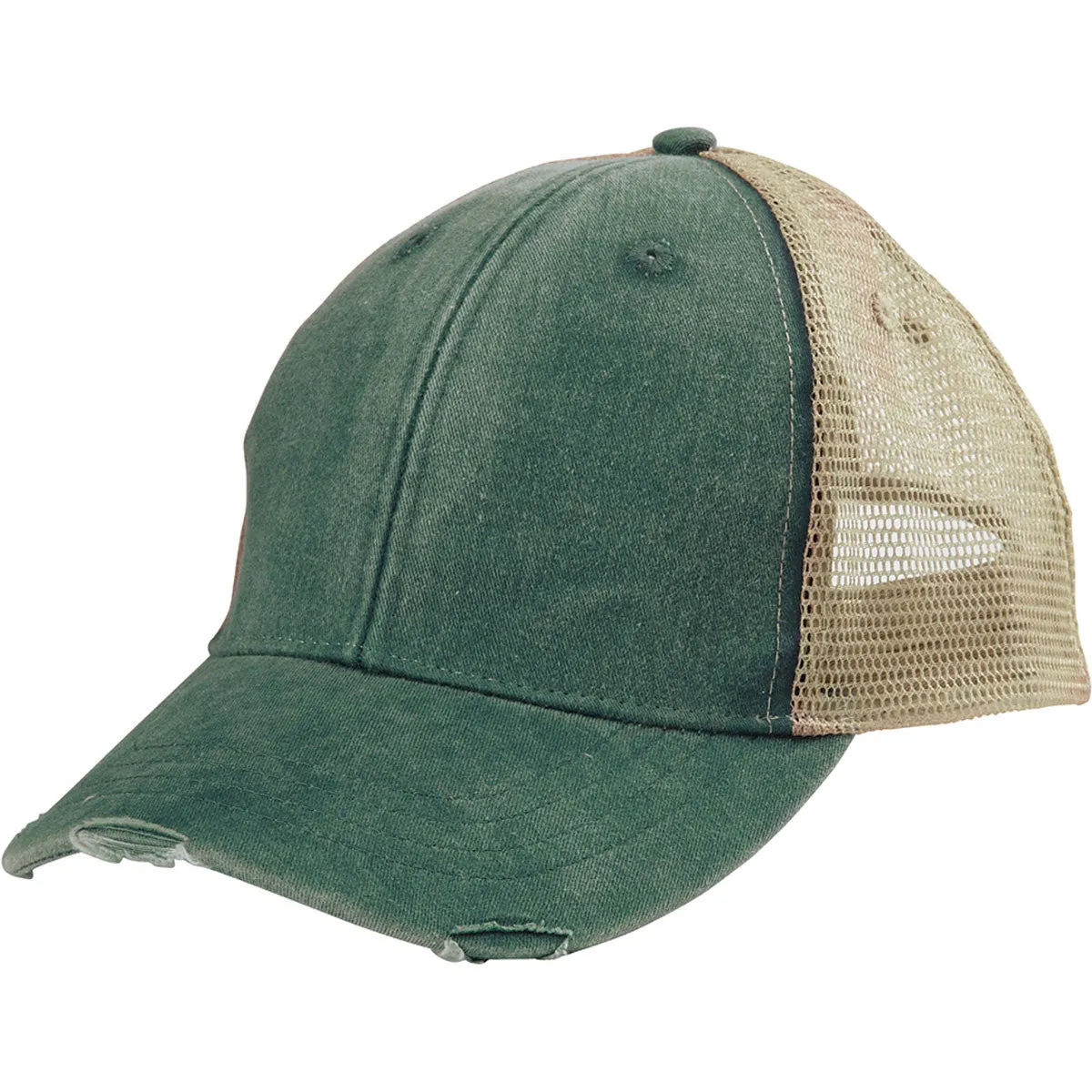 Adams Men's Forest/Tan 6-Panel Pigment-Dyed Distressed Trucker Cap