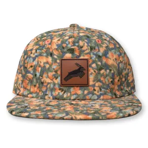 Antelope Floral Corduroy Hat / Peruvian Lily Corduroy with Leather Antelope Patch