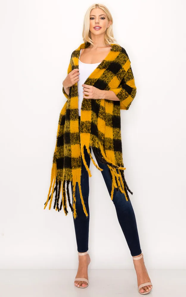 AS319/JS1269/9488 Buffalo Check Puffy Scarf w/Fringes