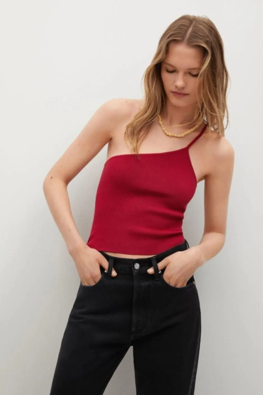 Asymmetric Neck Cute Top