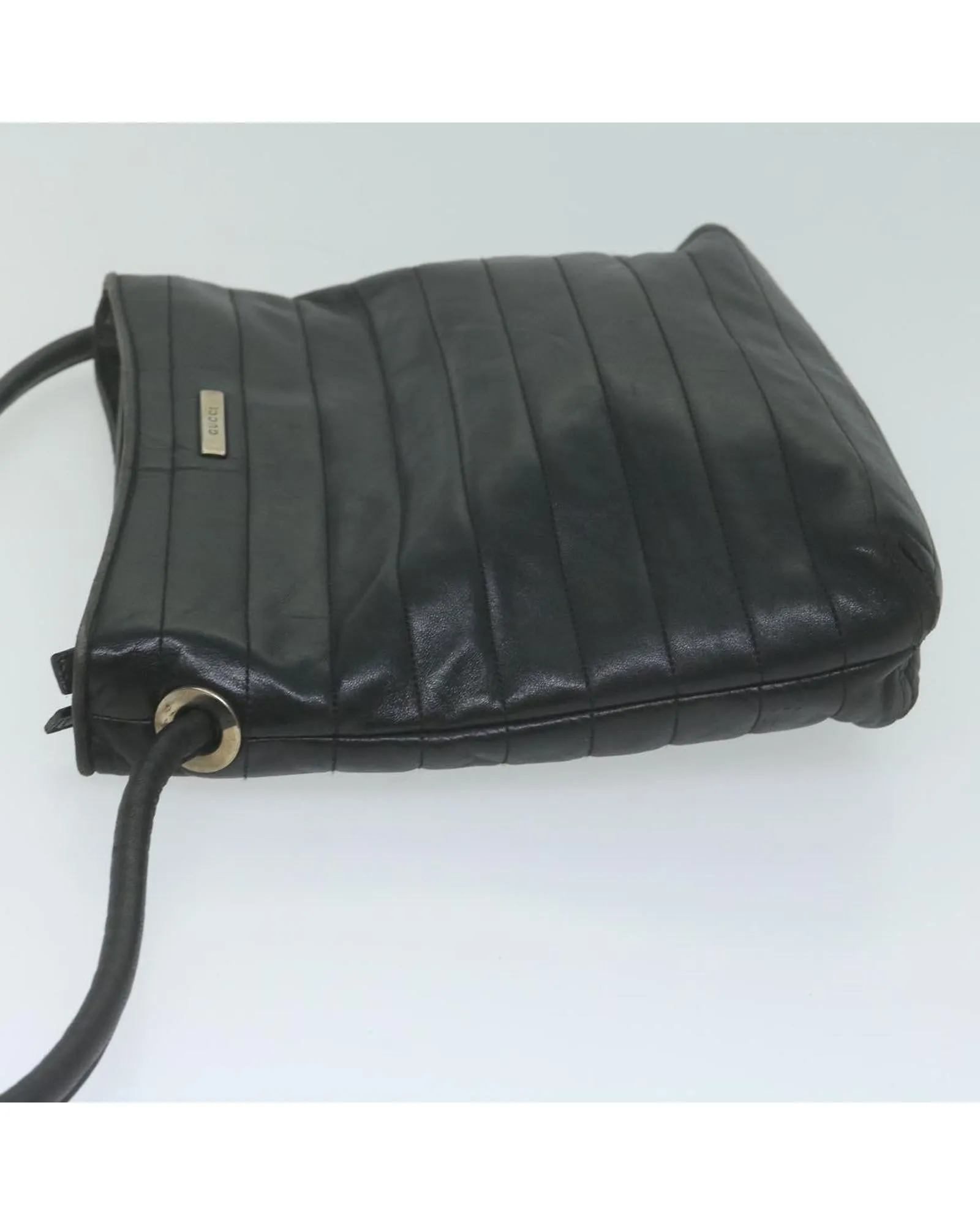 Authentic Black Leather Shoulder Bag by Gucci