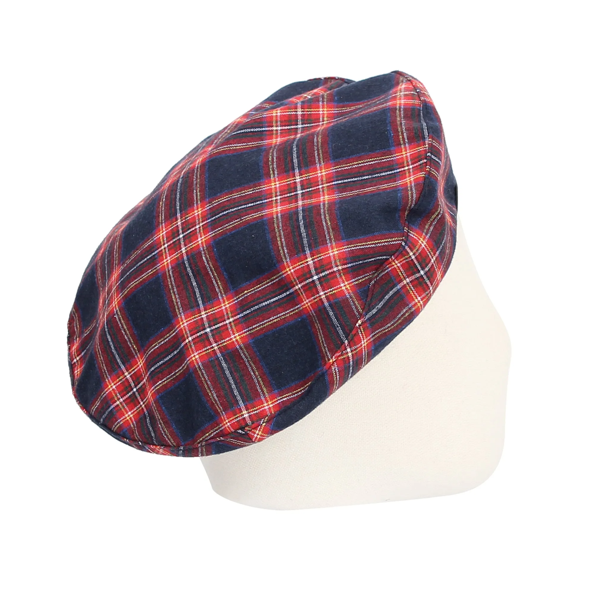 Beret Hat Tartan Check Fabric Leather Sweatband MUF1163