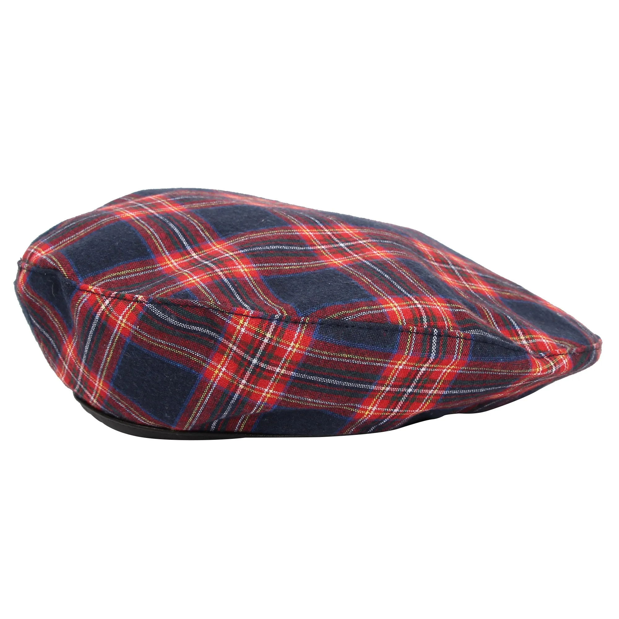 Beret Hat Tartan Check Fabric Leather Sweatband MUF1163