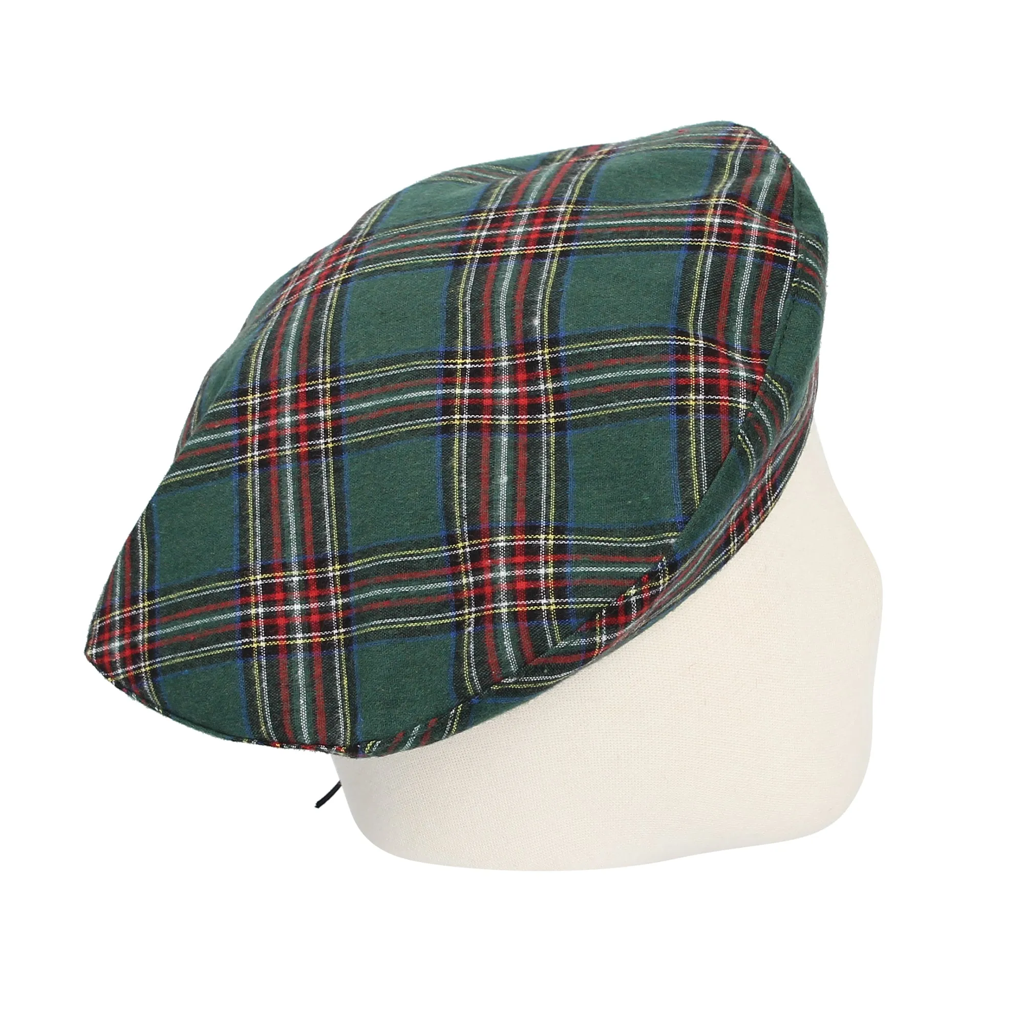 Beret Hat Tartan Check Fabric Leather Sweatband MUF1163