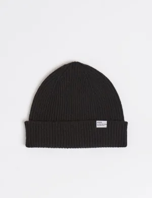 Bhode Hawick Short Beanie Hat (Lambswool) - Black