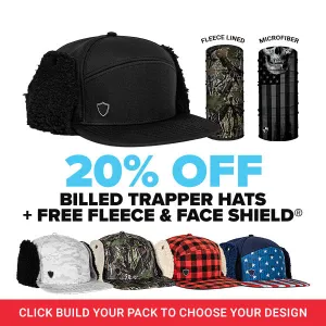 BILLED TRAPPER HATS 20% OFF |   FREE FLEECE & FACE SHIELD®