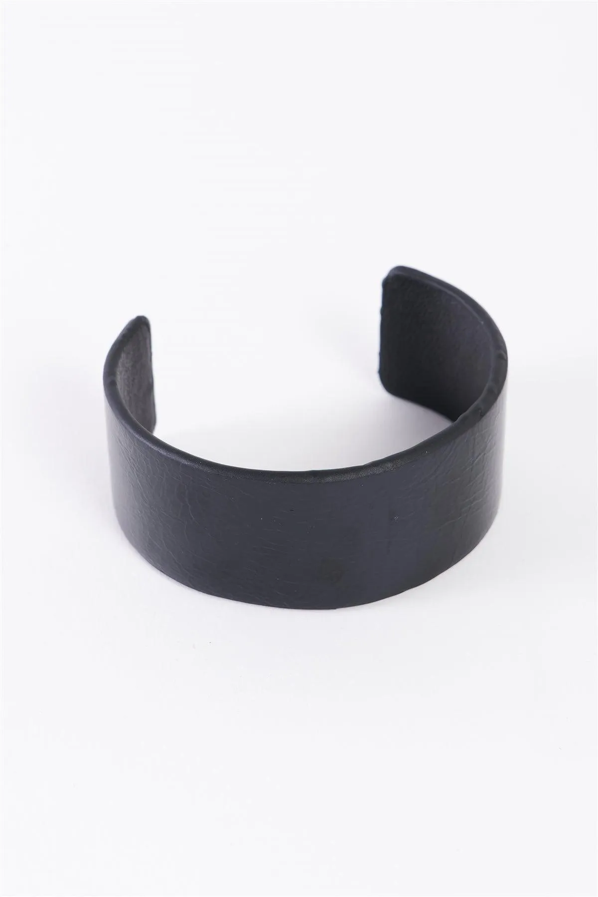 Black Faux Leather Wide Cuff Bracelet