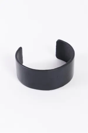 Black Faux Leather Wide Cuff Bracelet