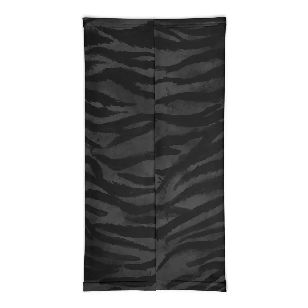 Black Tiger Striped Face Mask Shield, Animal Print Headband Bandana-Made in USA/EU