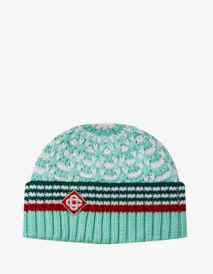 Casablanca Green Textured Knit Beanie Hat