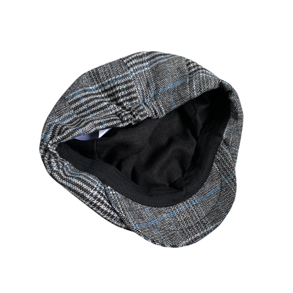 Check Cotton Octagonal Hat Newsboy Beret Cap Baker Boy Flat Cap YZG0219