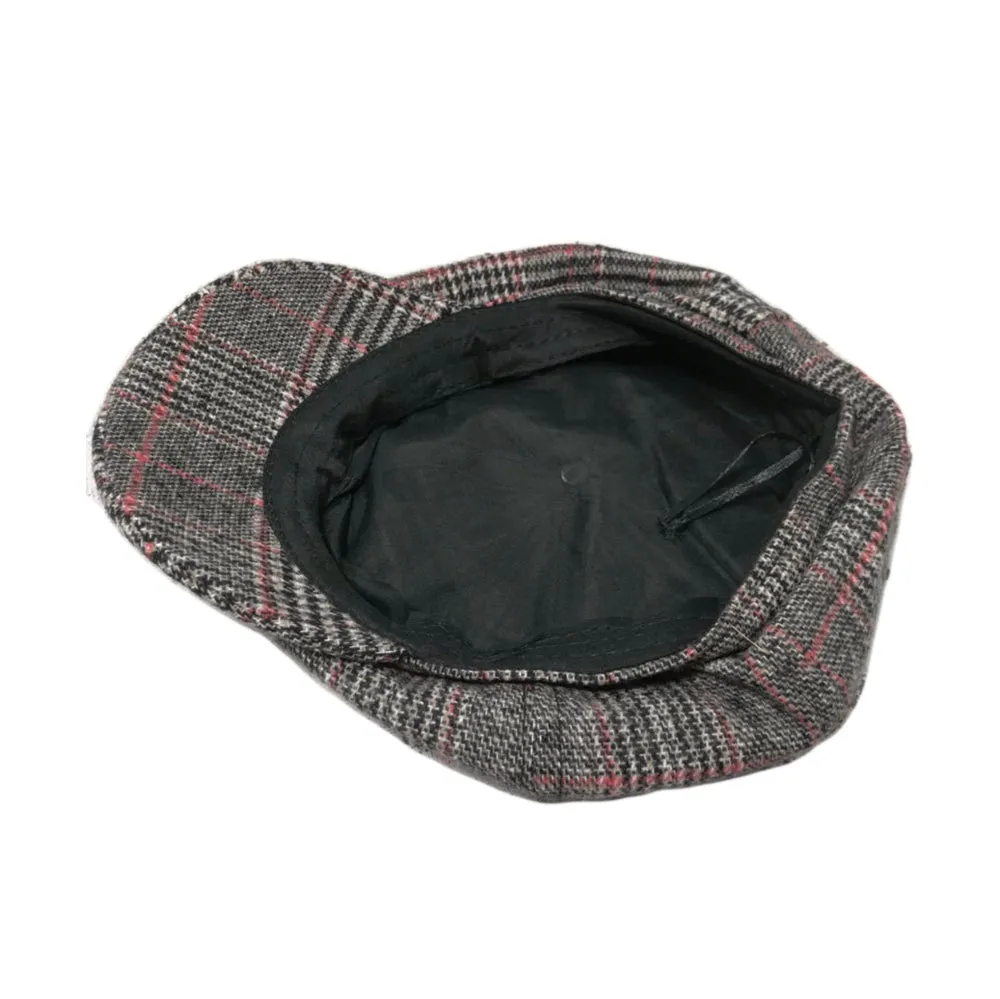 Check Cotton Octagonal Hat Newsboy Beret Cap Baker Boy Flat Cap YZG0219