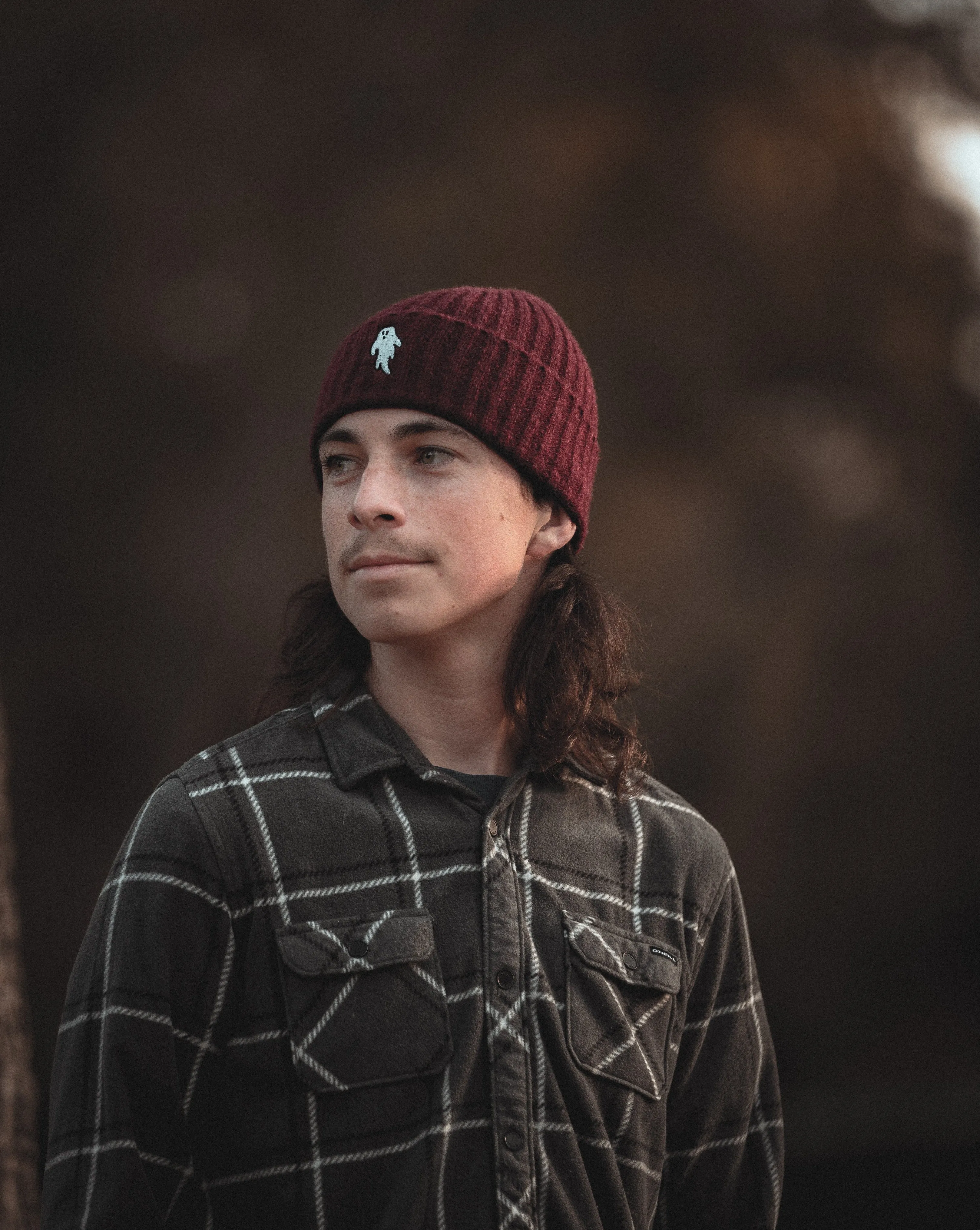 Cinnamon Red | Ghostie Embroidered & Reversible Knit Beanie