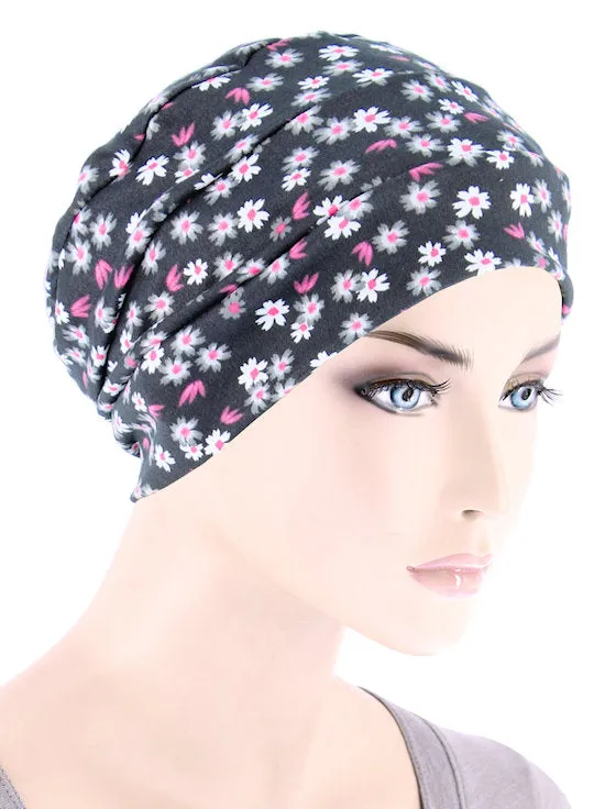 CKC-133#Chemo Cloche Cap in Gray Daisy