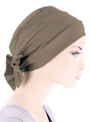 CKCB-MOCHA#Cotton Cloche Bow Cap in Mocha