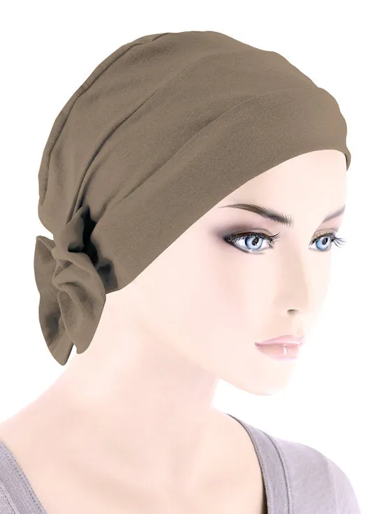 CKCB-MOCHA#Cotton Cloche Bow Cap in Mocha