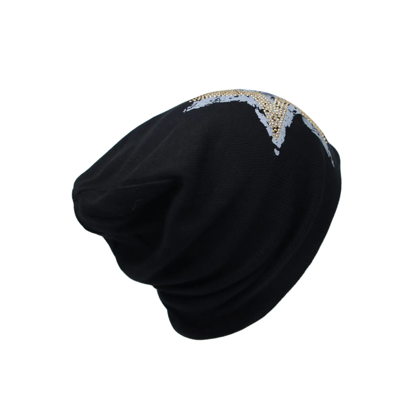 Cotton Knitted Beanie Hat Star Rhinestone Skull Cap YT51353