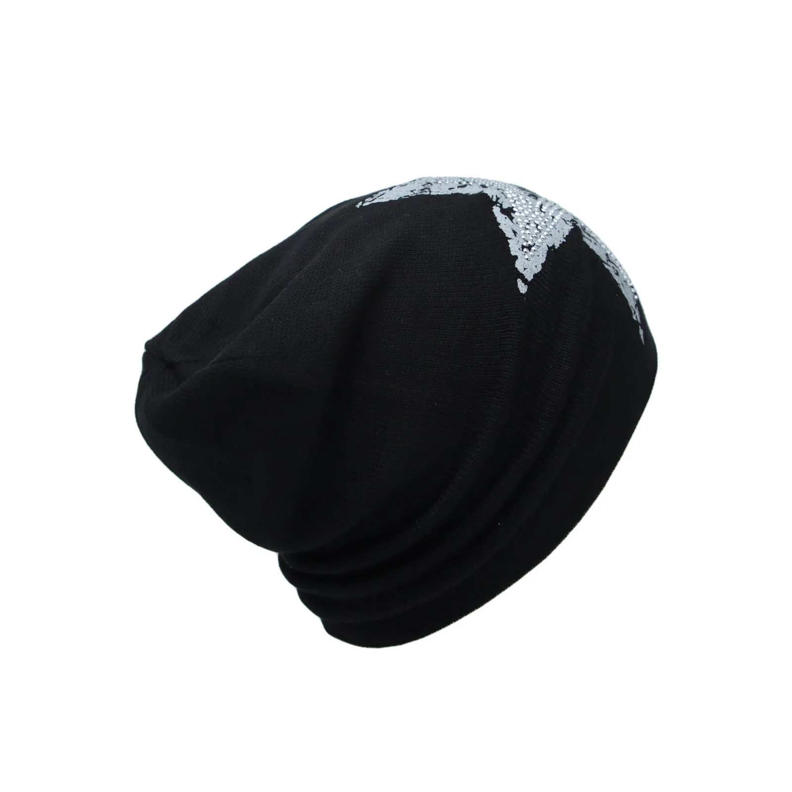 Cotton Knitted Beanie Hat Star Rhinestone Skull Cap YT51353