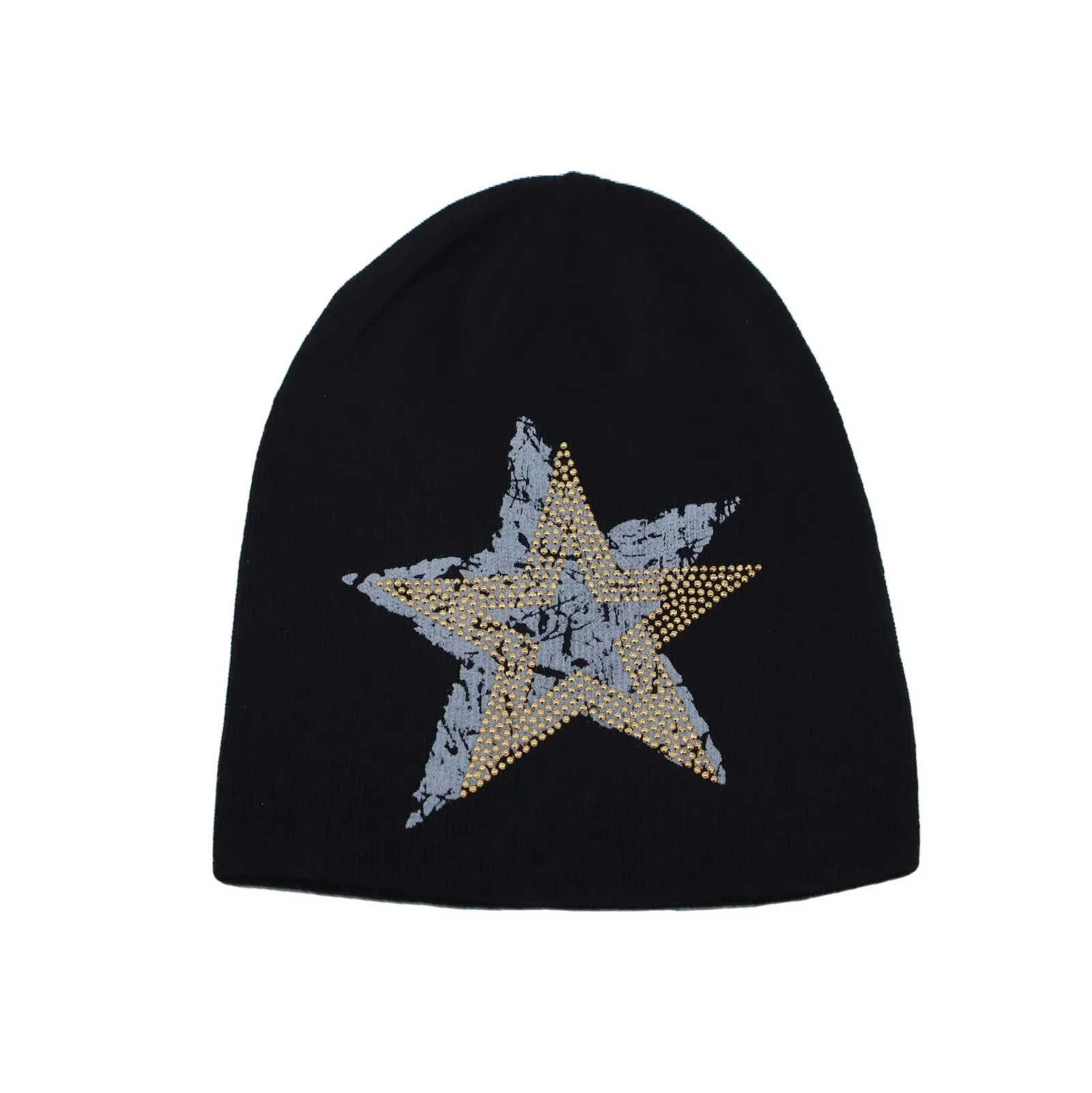 Cotton Knitted Beanie Hat Star Rhinestone Skull Cap YT51353