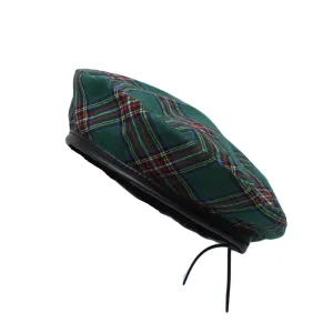 Cotton Plaid Beret Hat Tartan Check French Beanie Cap YZF0083