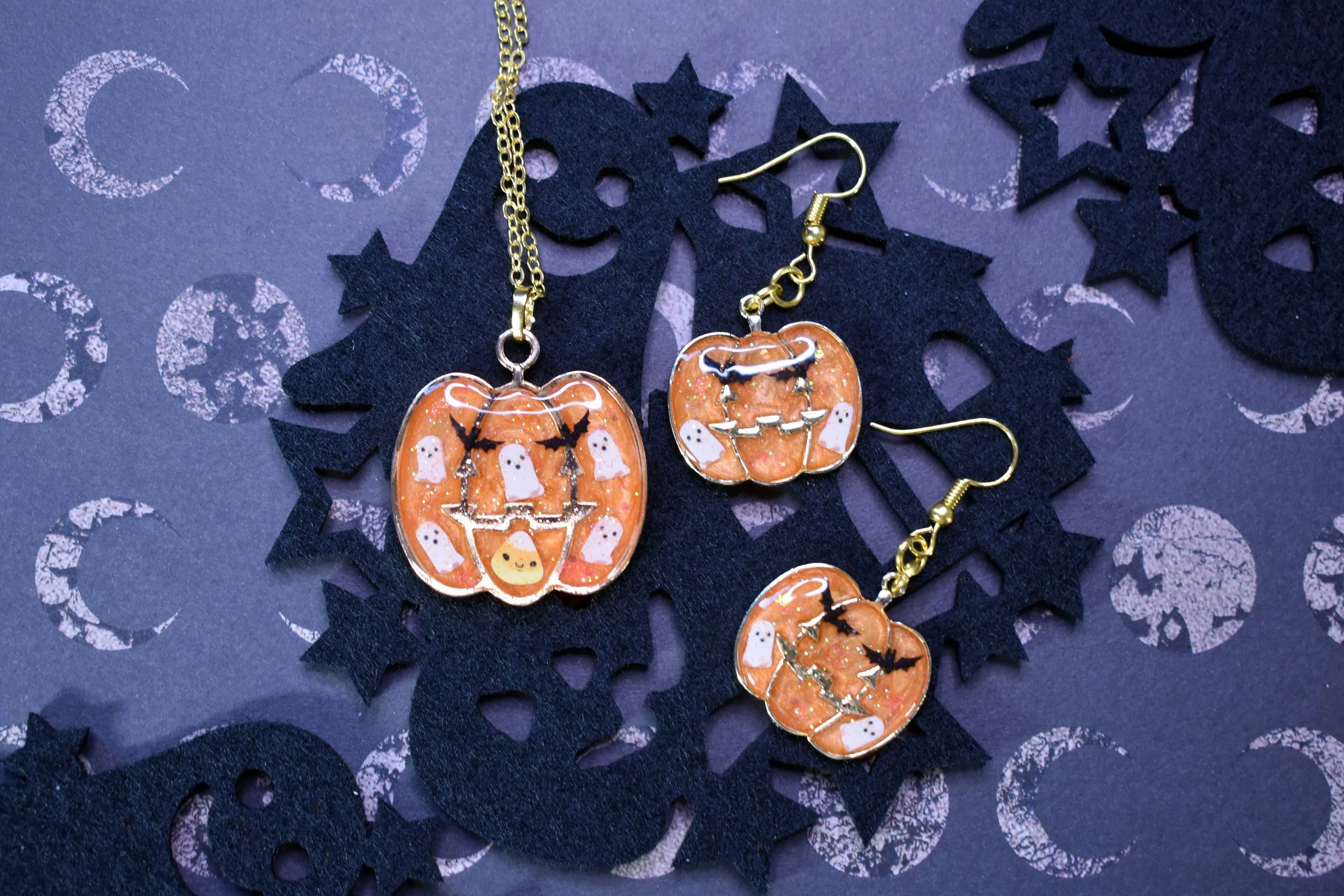 Ghost Party Pumpkin Earrings