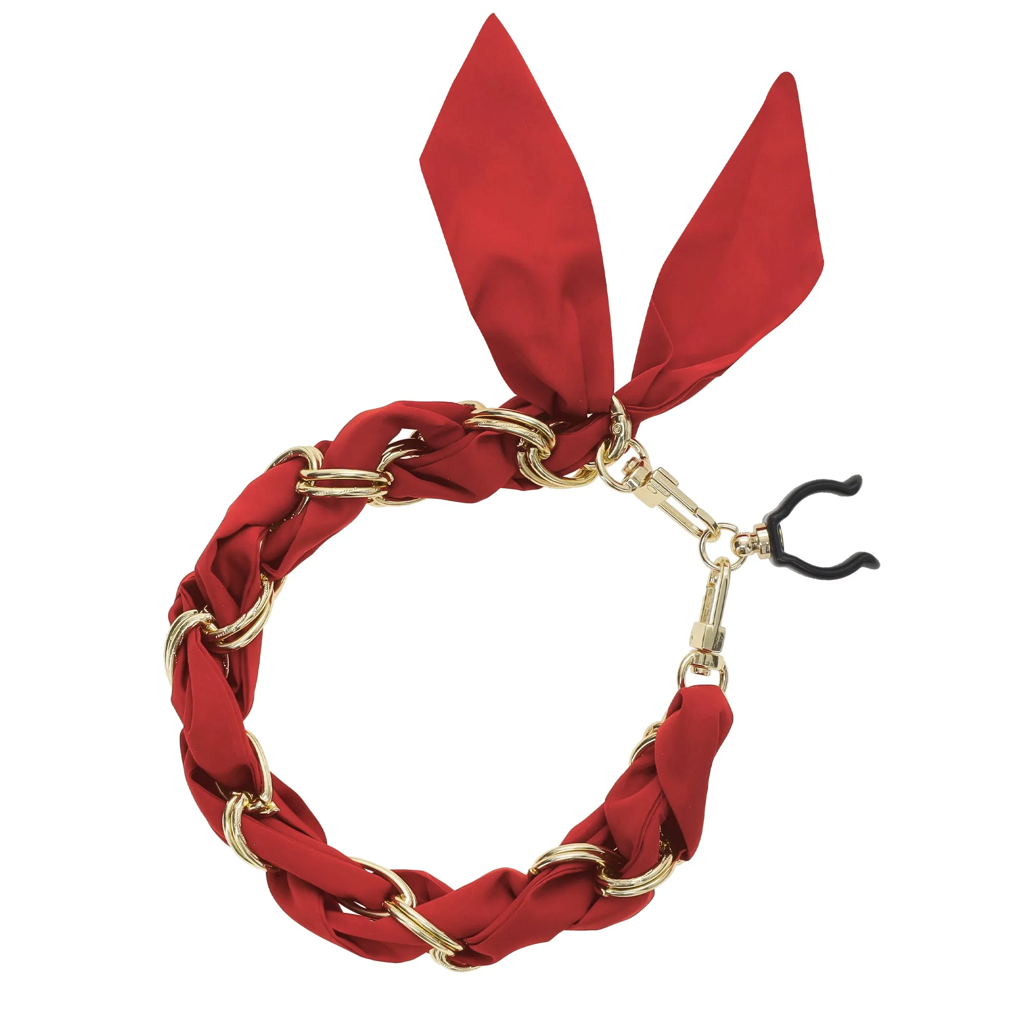 Gold Chain & Red Silk Scarf: Luxury Accessory for 16-18mm Canes