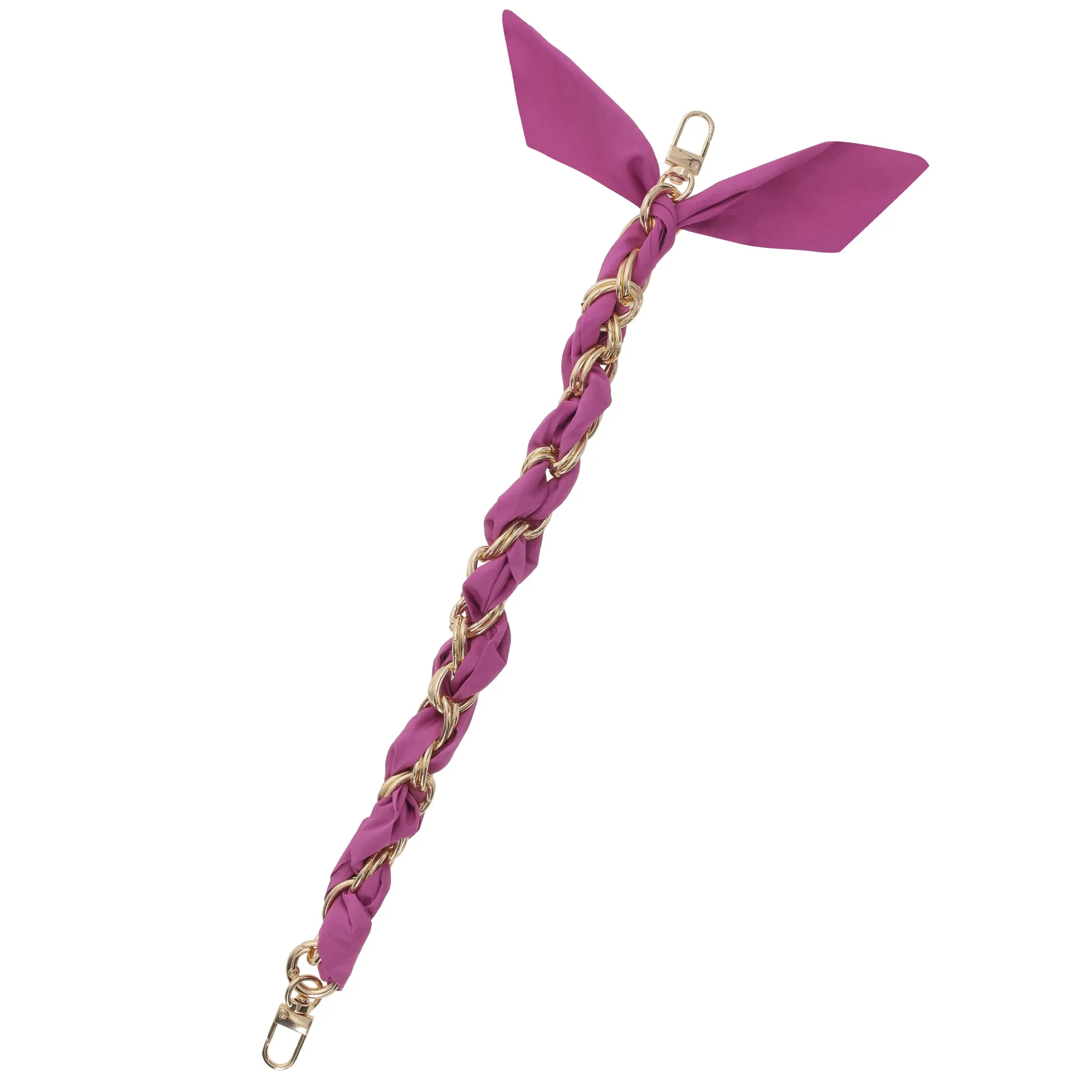 Gold Chain Wrist Strap - Luxury Purple Pink Silk Satin Scarf for 16mm-18mm canes