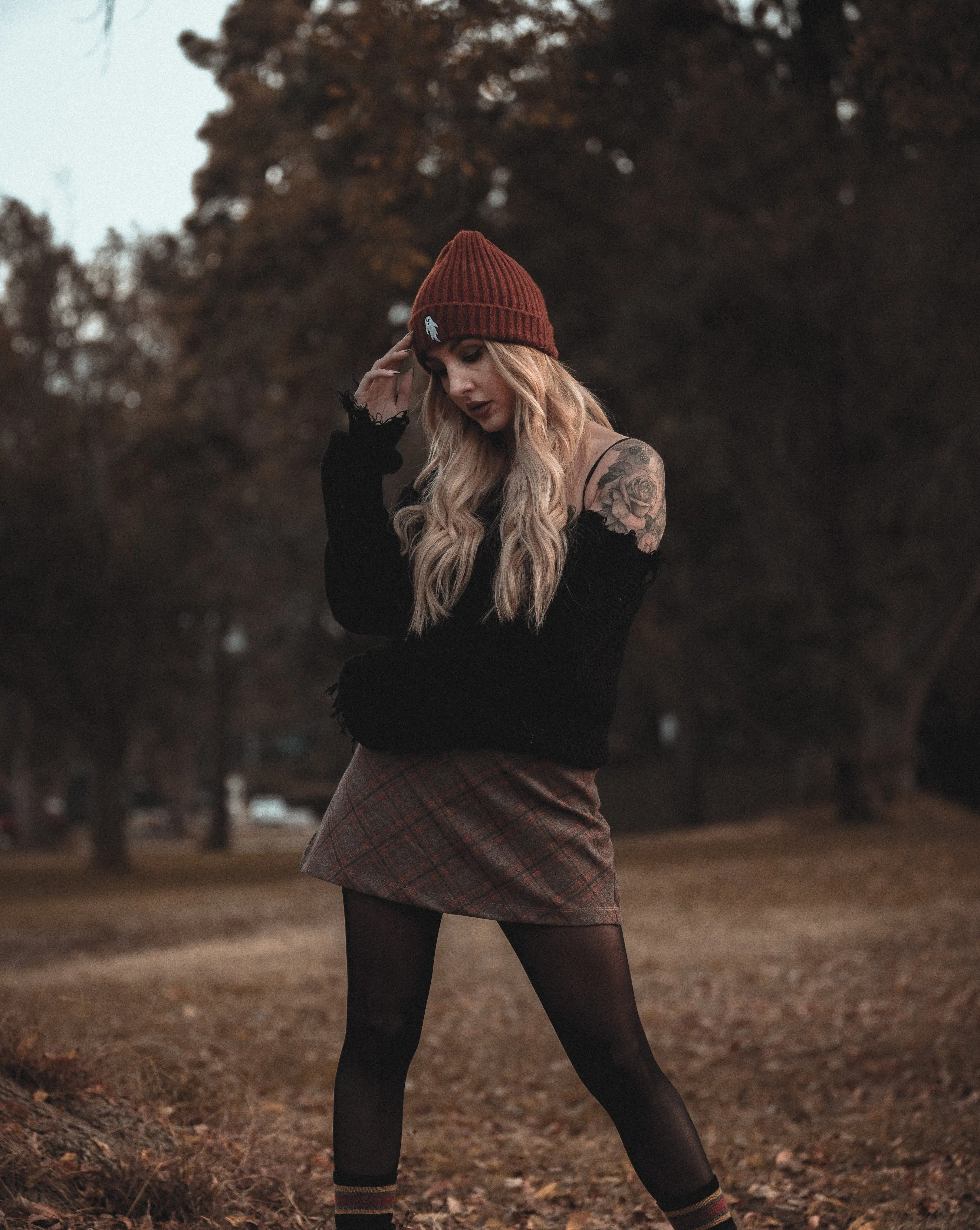 Halloween Orange | Ghostie Embroidered & Reversible Knit Beanie