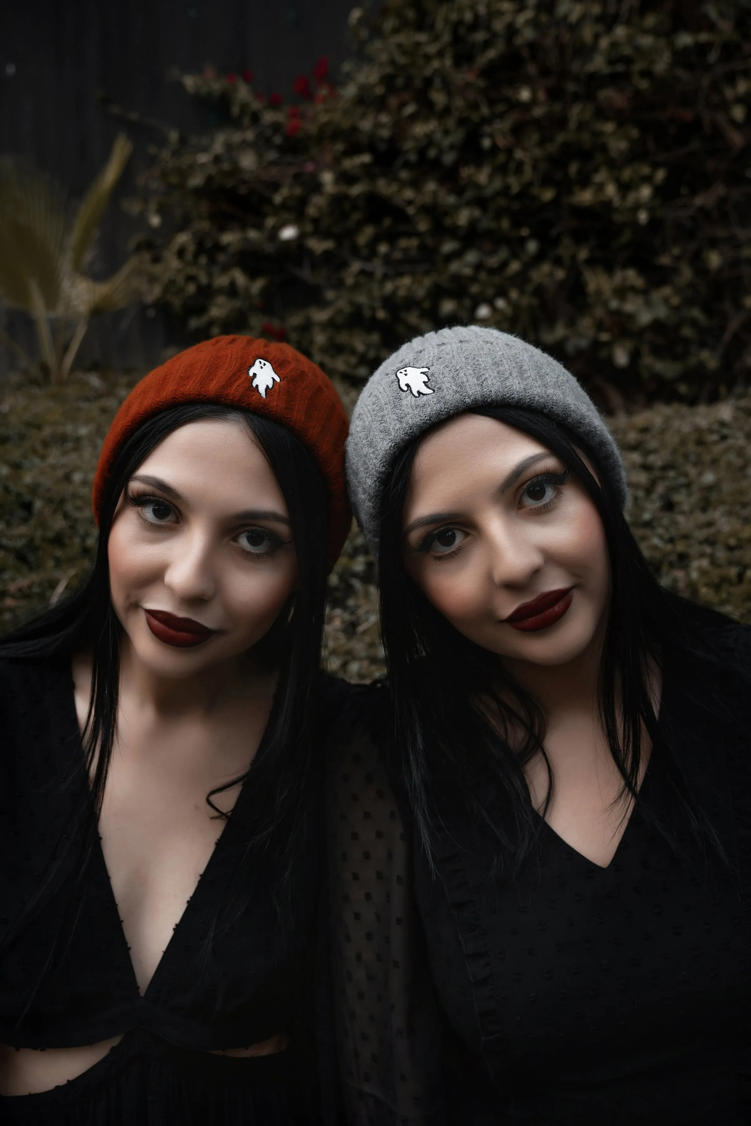 Halloween Orange | Ghostie Embroidered & Reversible Knit Beanie