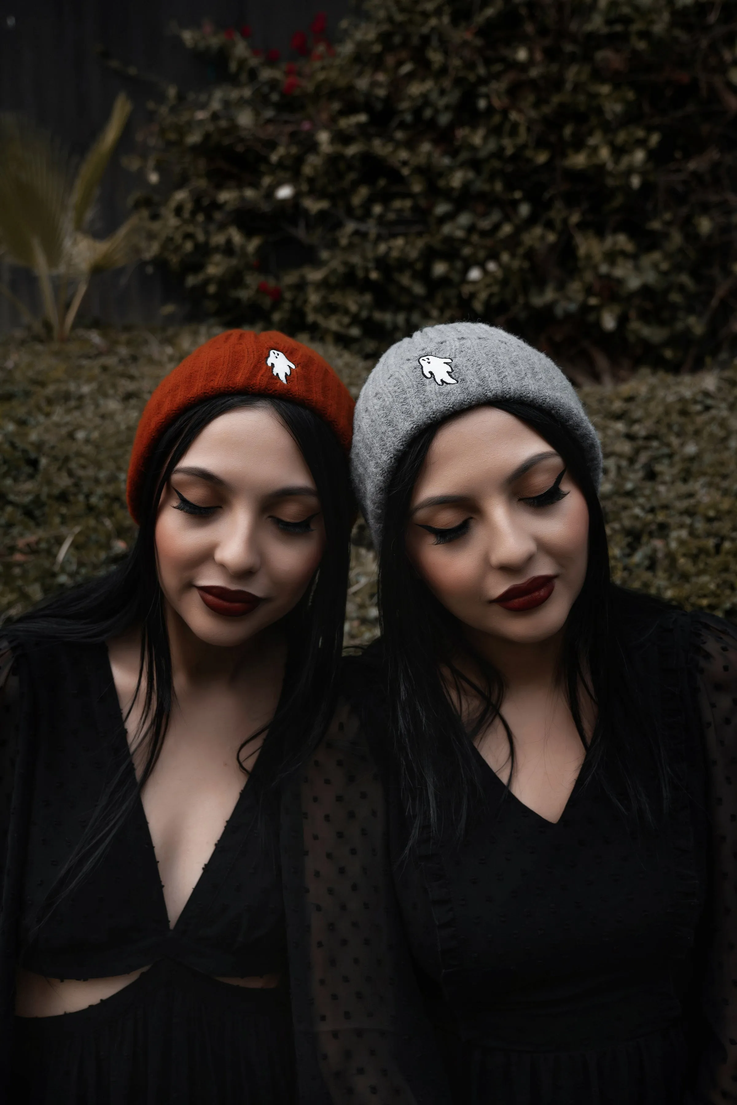 Halloween Orange | Ghostie Embroidered & Reversible Knit Beanie