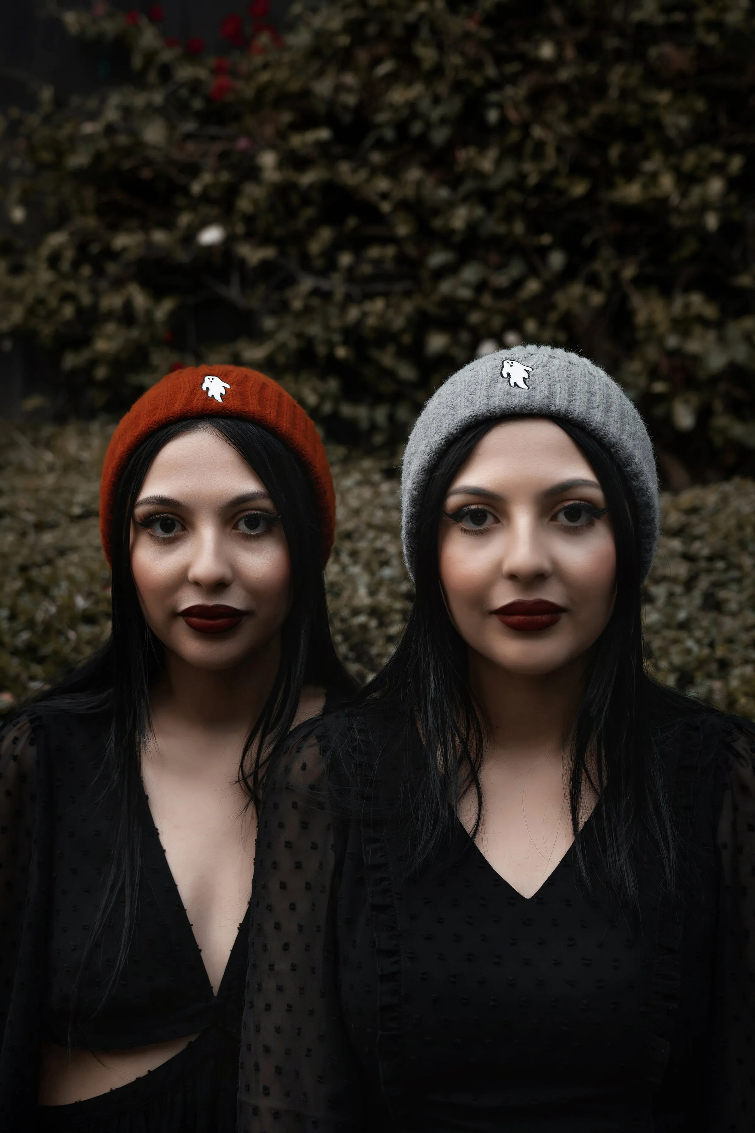 Halloween Orange | Ghostie Embroidered & Reversible Knit Beanie