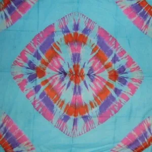 Handcrafted Cotton Tie Dye Scarf 42 x 42 Turquoise