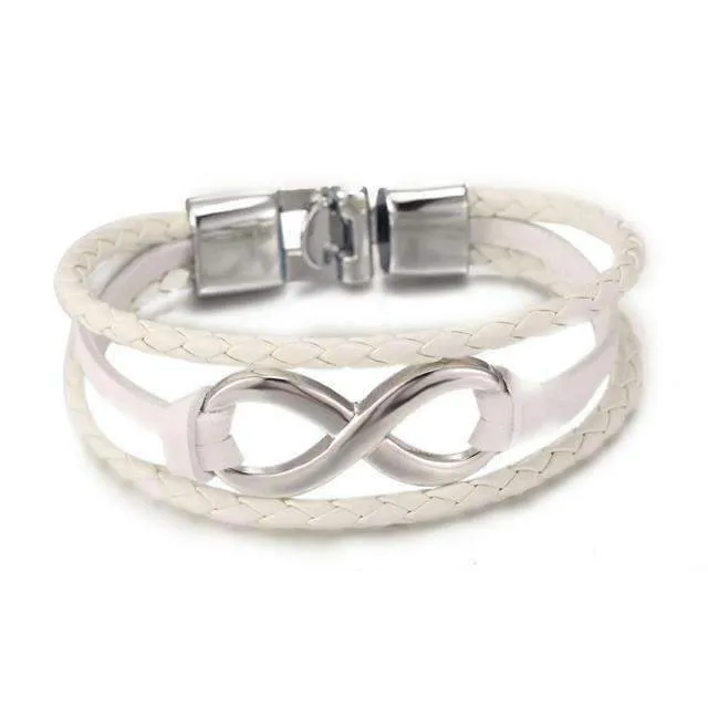 Infinity Leather Chain Bangle Bracelet