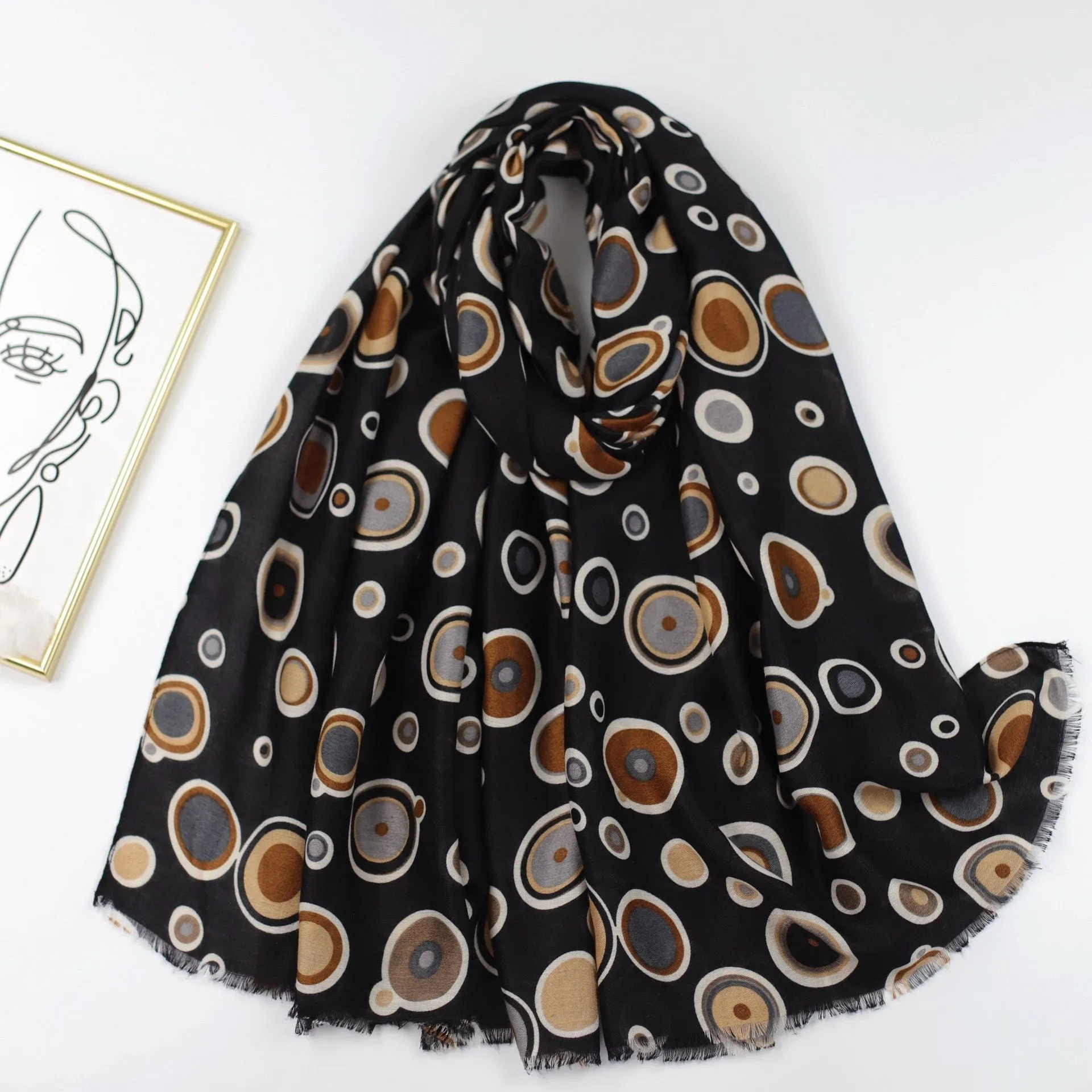 JY230601 Abstract star link printed scarf