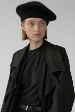 KNIT BERET - BLACK - SILK/CASHMERE