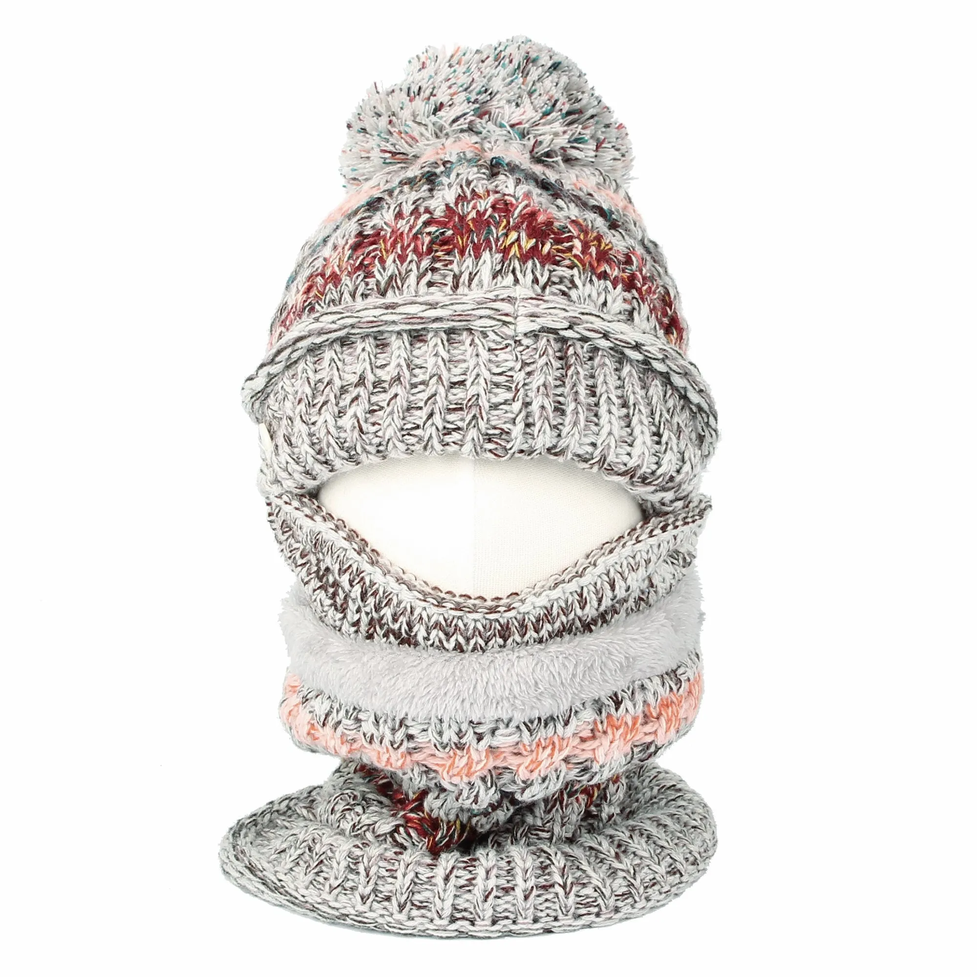 Knit Fairs Isle Nordic Bobble Pom Beanie Hat DZX0024