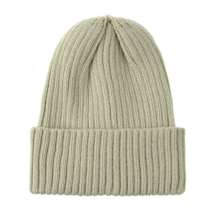 Knitted Ribbed Beanie Hat Basic Plain Solid Watch Cap AC5846