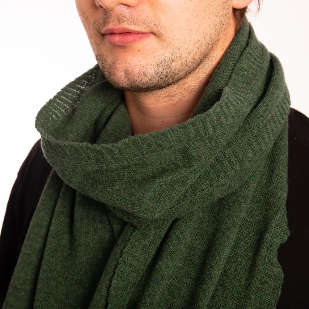 Lambswool Plain Knit Scarf - Moss