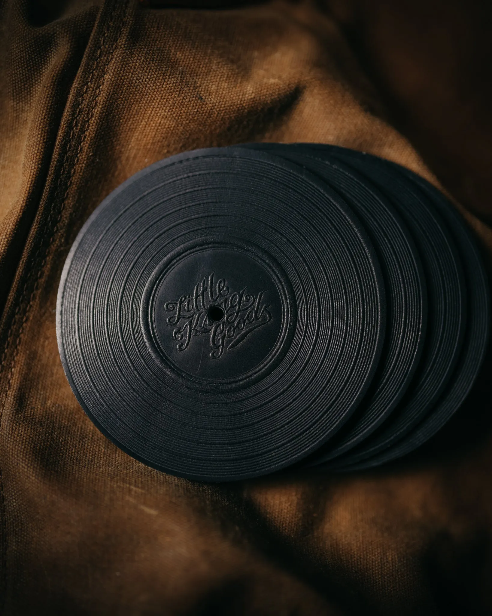 Leather Record Coasters - Set of 4