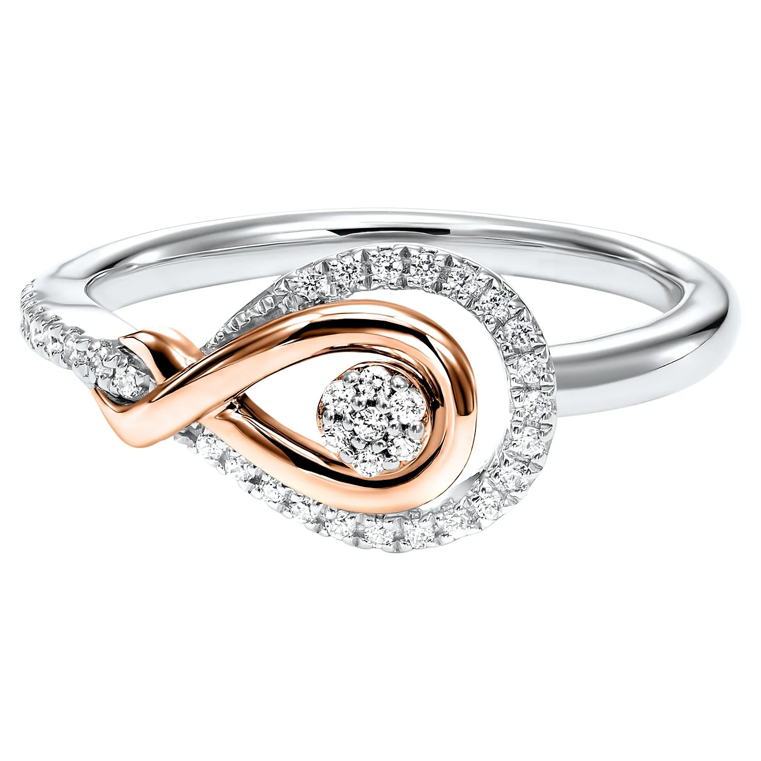 Love's Crossing Diamond Ring in Sterling Silver and Rose Gold