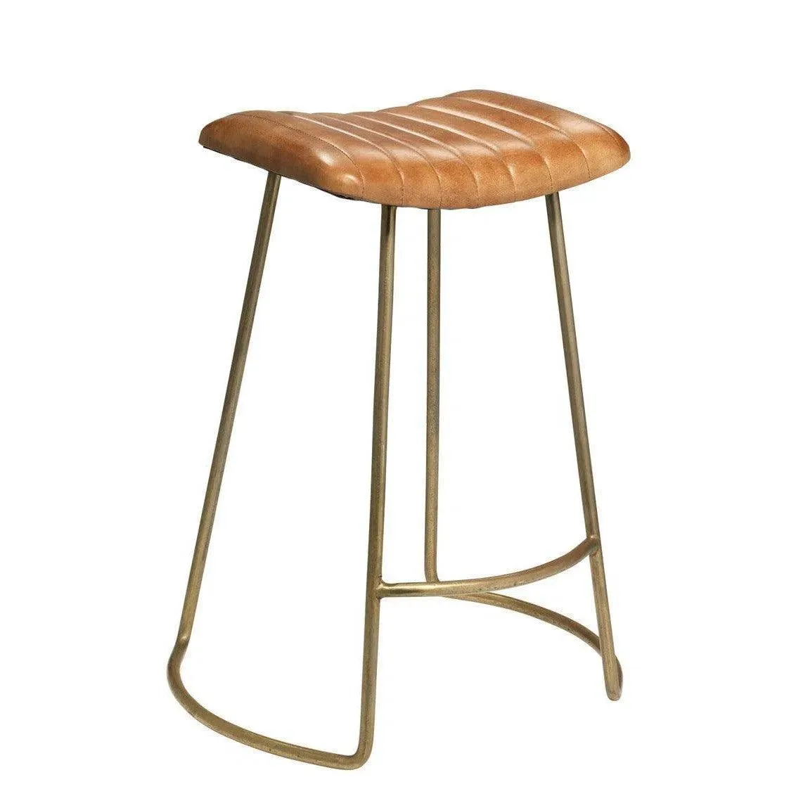 Luke Brown Buffalo Leather Counter Stool Without Back