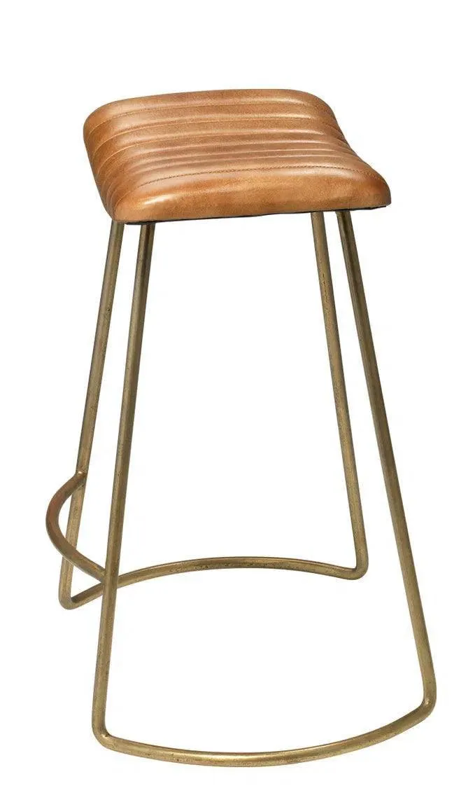 Luke Brown Buffalo Leather Counter Stool Without Back