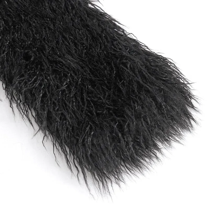 Men's Punk Faux Fur Scarf with Hood